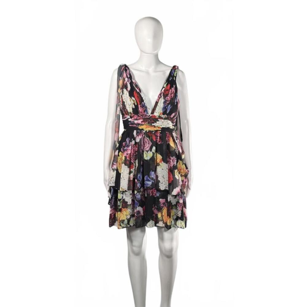 MAC DUGGAL Tiered Floral A-Line Minidress Size 6 - Picture 2 of 8